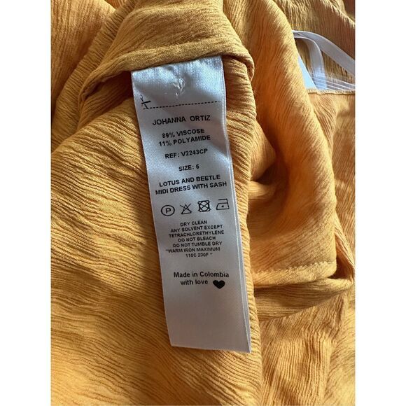 JOHANNA ORTIZ Lotus And Beetle Belted Textured Woven Midi Dress US 6 $1150 - Picture 9 of 11